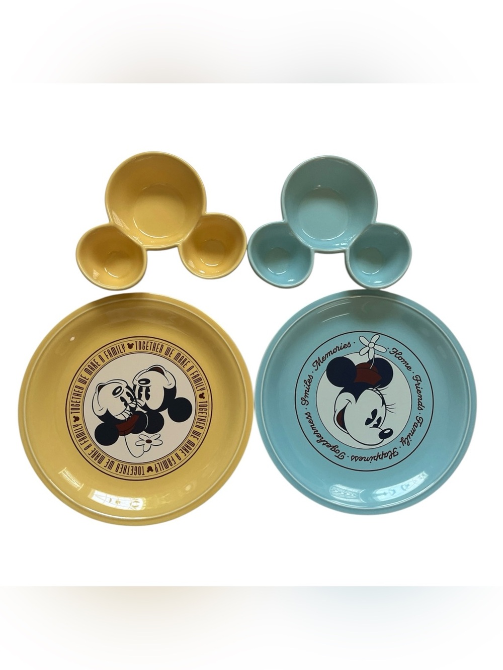 Disney Minnie & Mickey Ceramic Serving Plate & Bowl Snack Set - Yellow & Blue